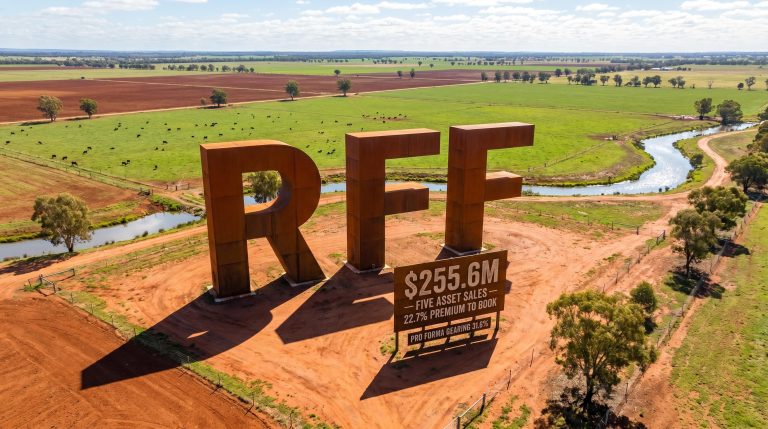 Large RFF letters in field