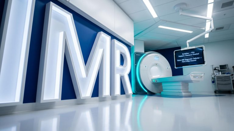 Modern MRI machine and sign