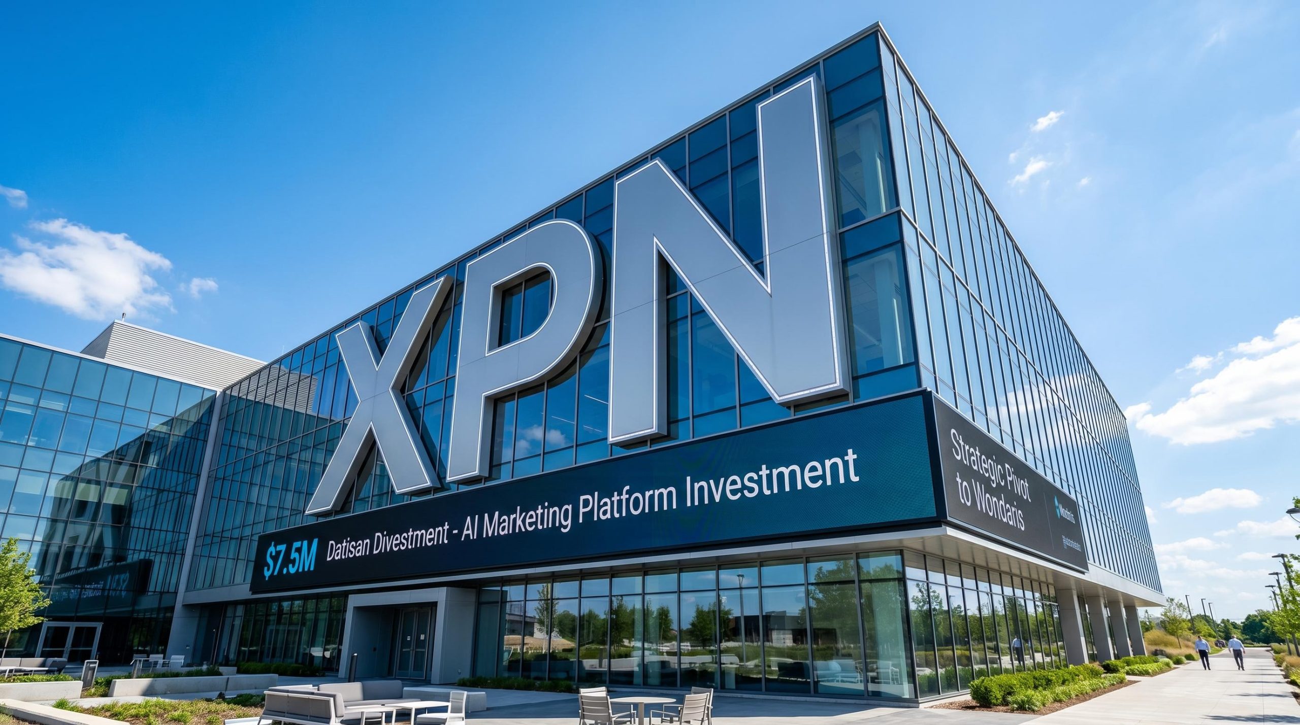 Glass building with XPN logo