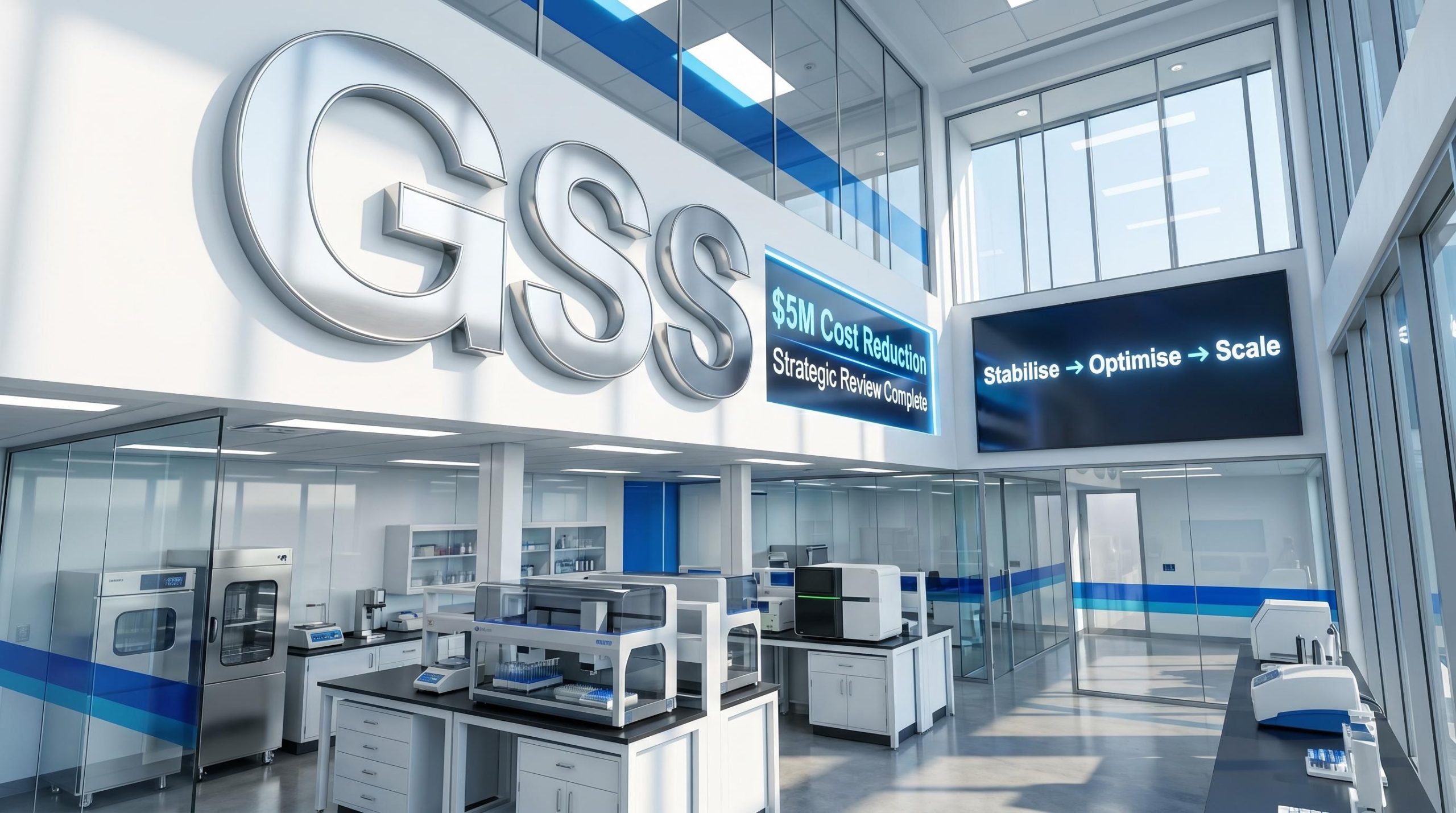 High-tech lab with signage