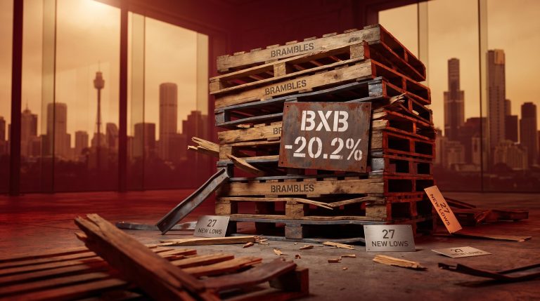 Brambles pallet structure collapsing with BXB -20.2% price board as ASX worst performers hit 27 new 52-week lows