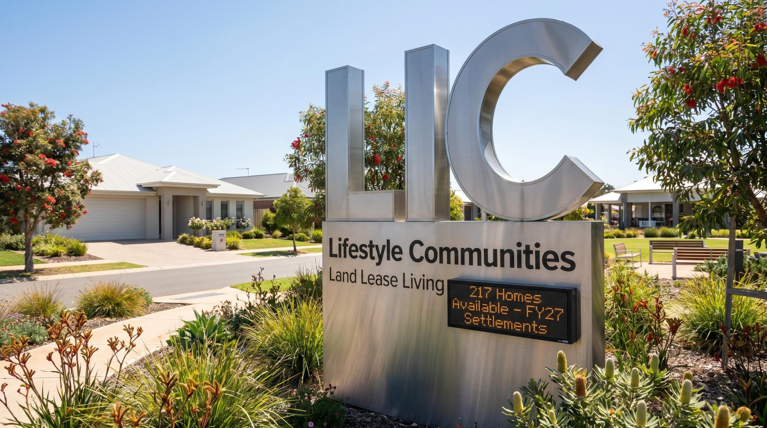 Community sign with houses