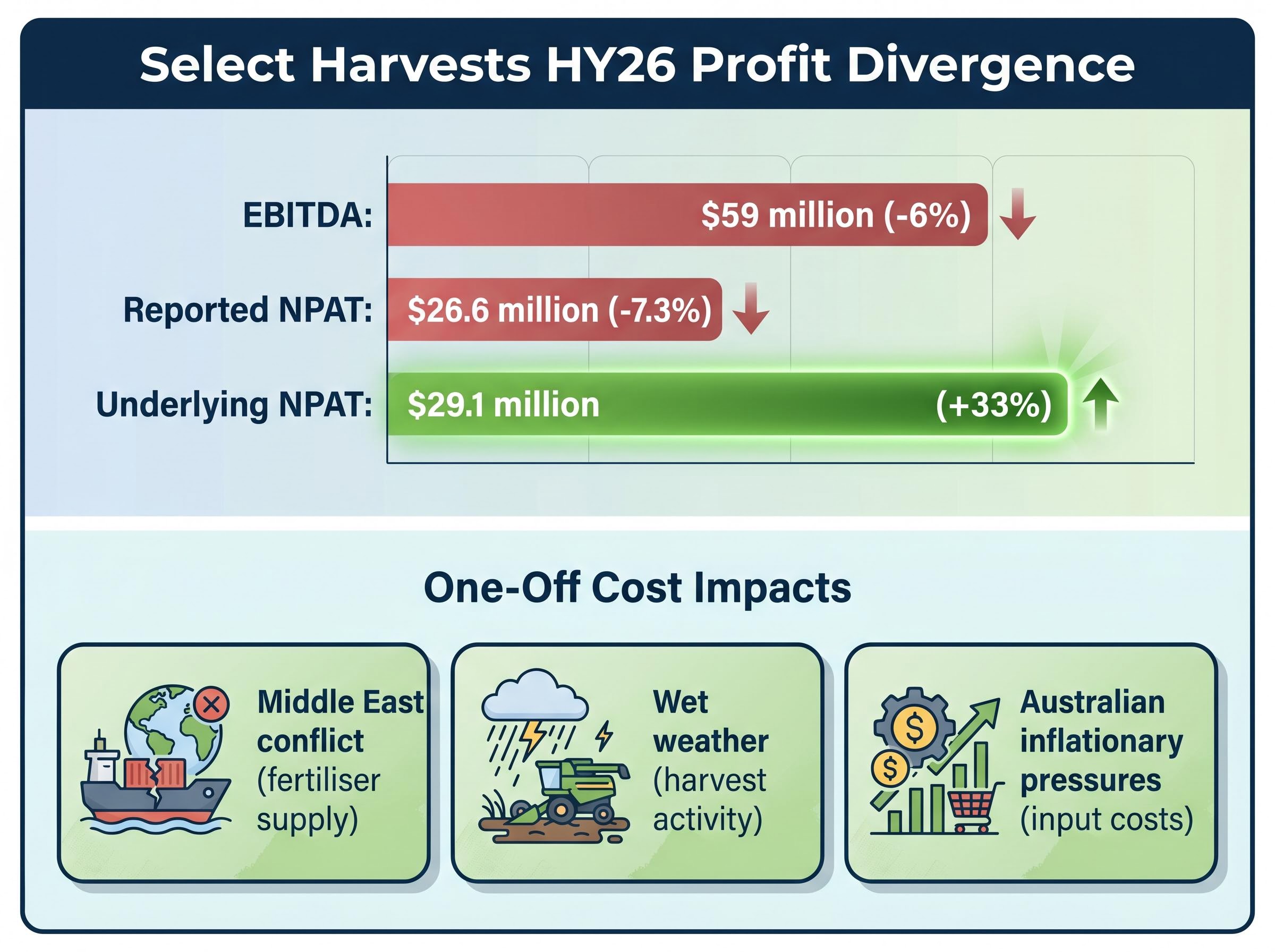 Select Harvests HY26 Earnings Divergence