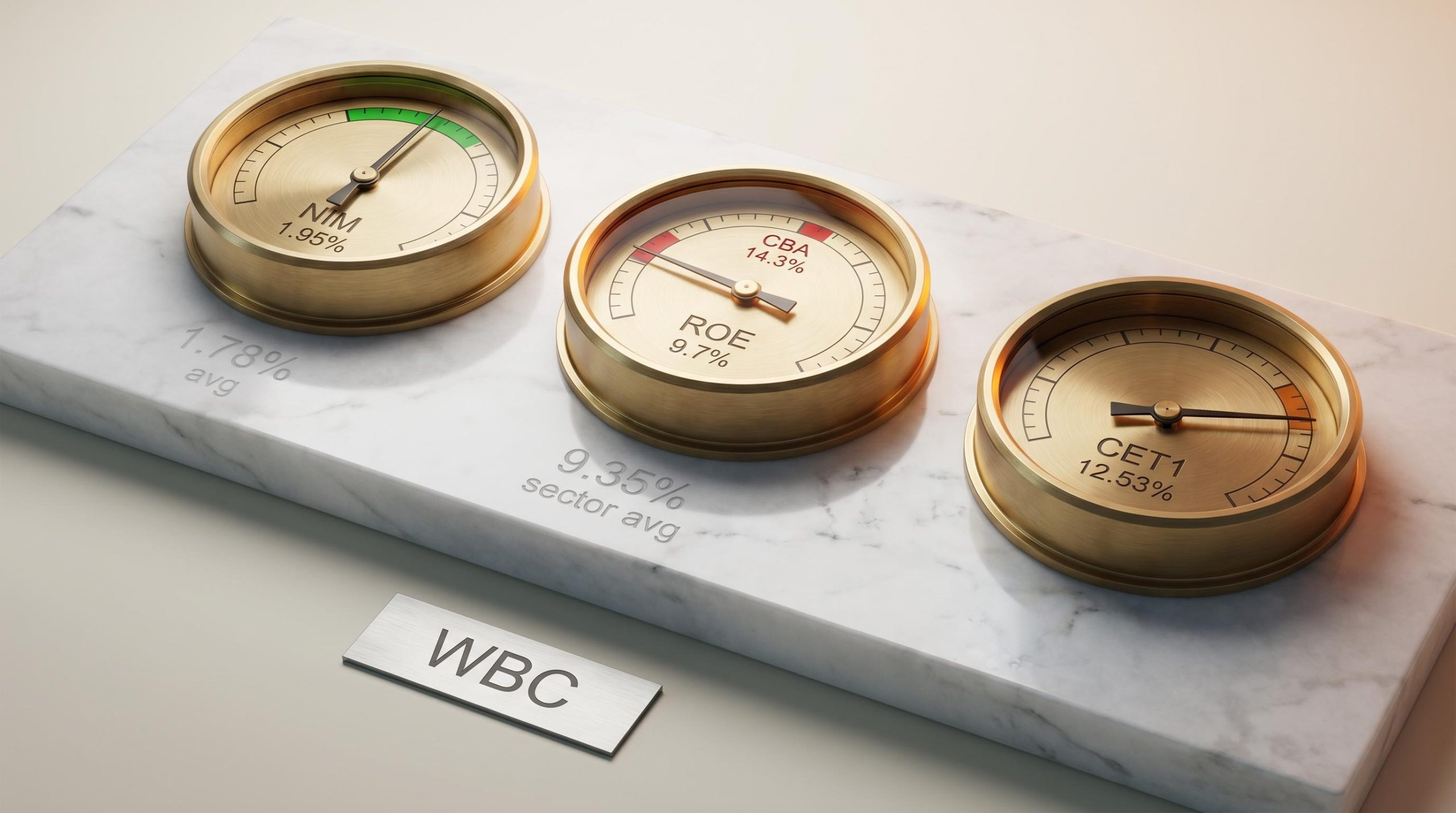 Westpac WBC share price analysis: NIM 1.95%, ROE 9.7% vs CBA 14.3%, CET1 12.53% peer benchmarks