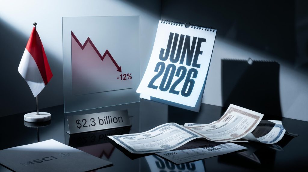 MSCI Indonesia review extended to June 2026 with stock tickers BREN and DSSA amid $2.3 billion outflows and 12% decline