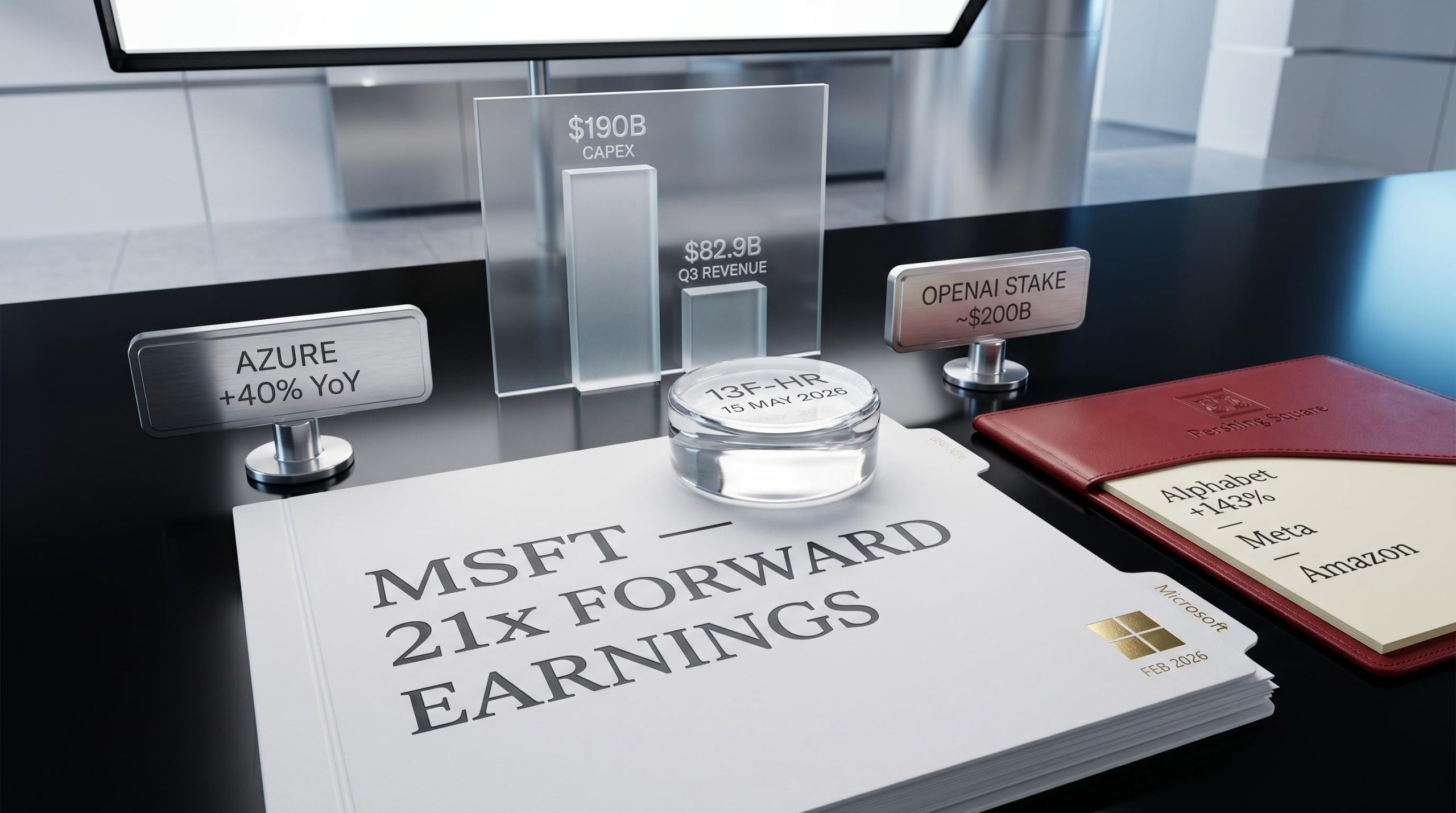 Bill Ackman Microsoft investment thesis at 21x forward earnings with $200B OpenAI stake and $190B capex analysis