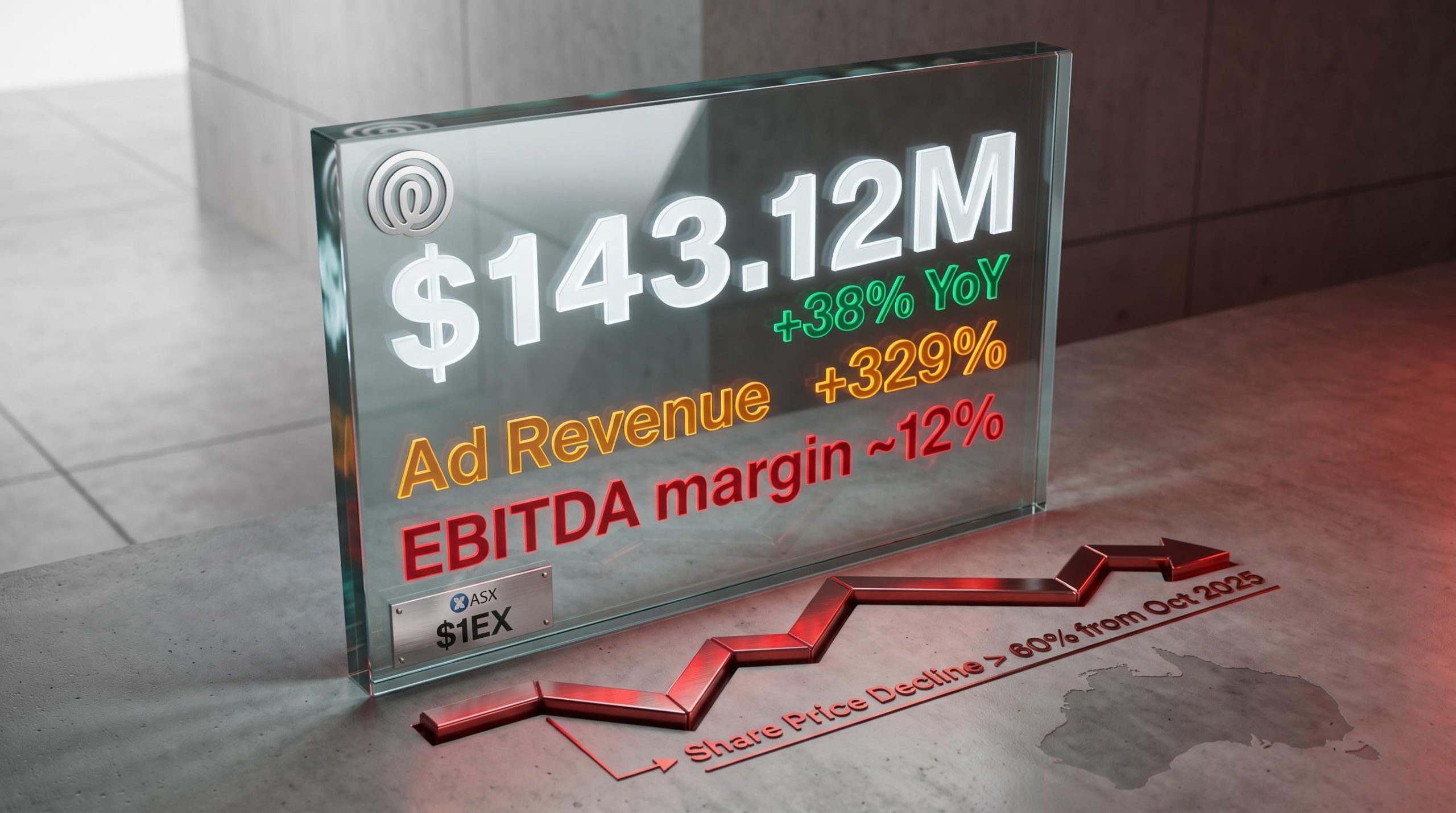 Life360 Q1 2026 revenue $143.12M panel with 329% ad revenue and EBITDA margin gap as share price falls