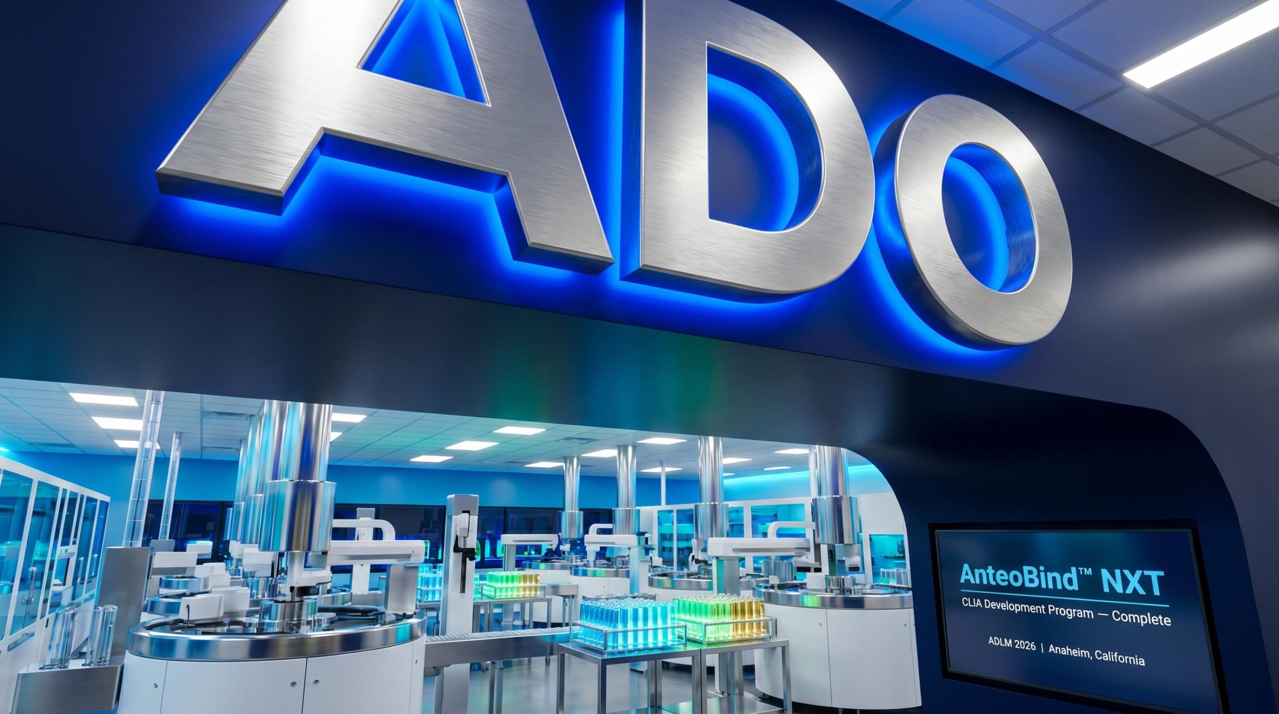 Modern lab equipment and sign