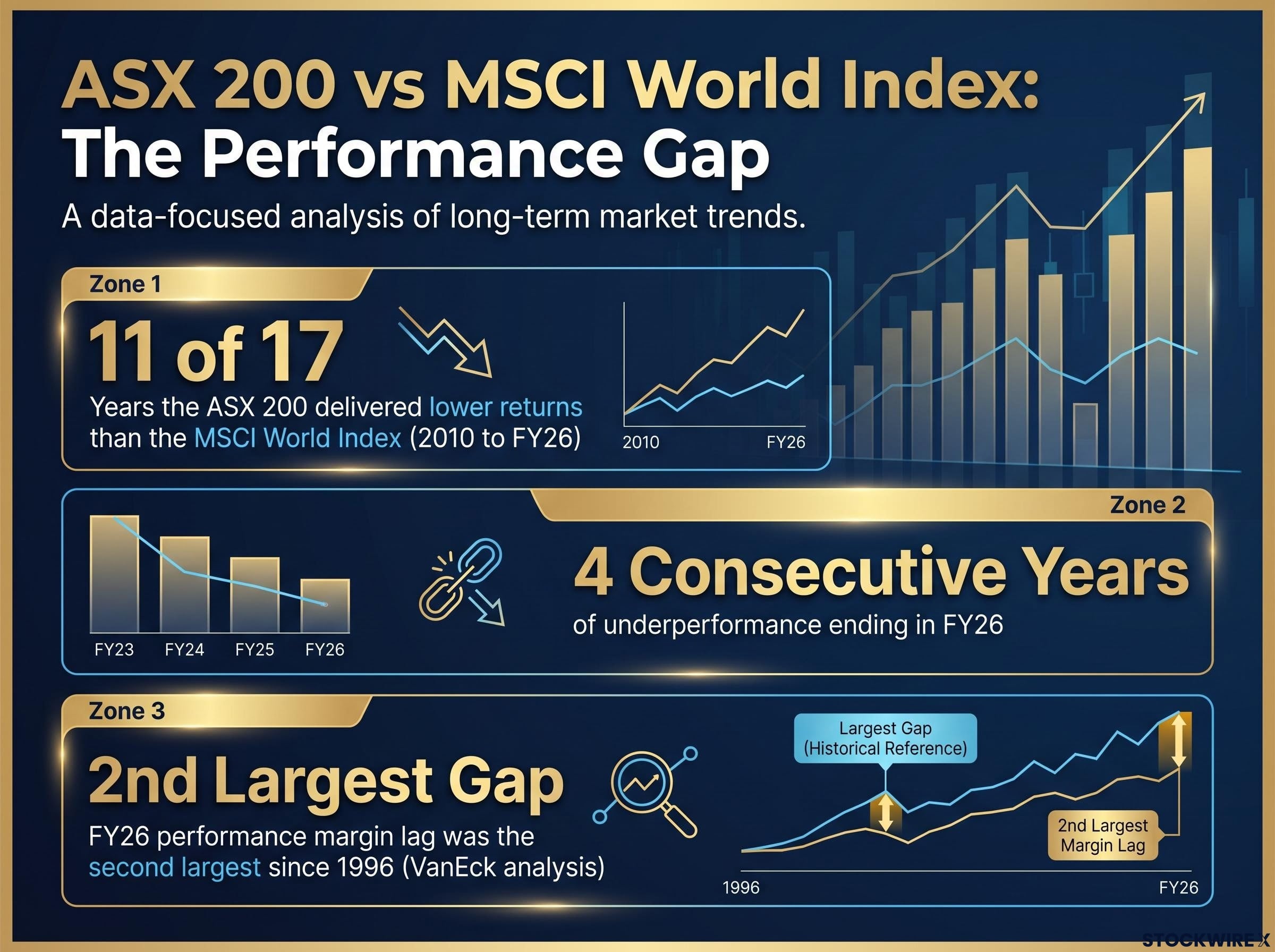 ASX 200 vs MSCI World Index Performance Gap