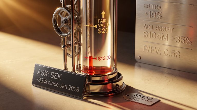 Seek ASX: SEK share price gauge showing $13.90 vs $25 Morningstar fair value with –33% decline marker