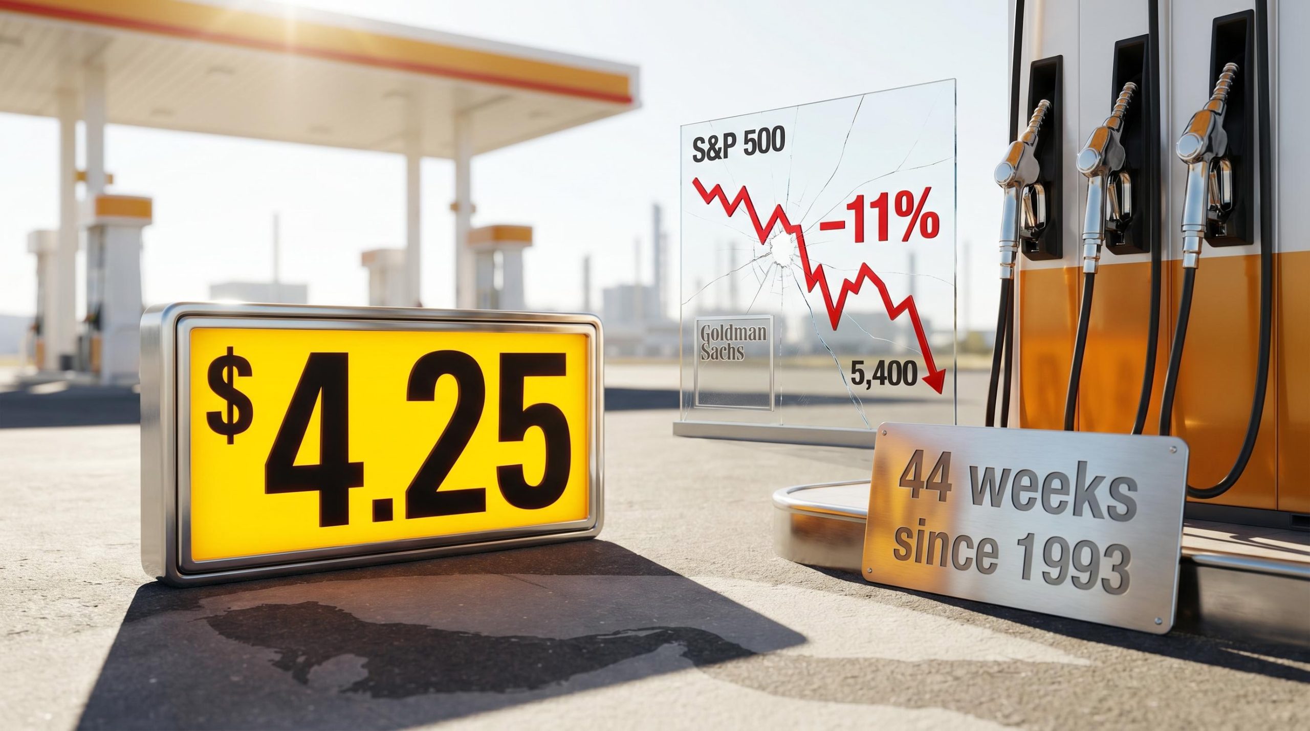 US gas price sign showing $4.25/gallon beside S