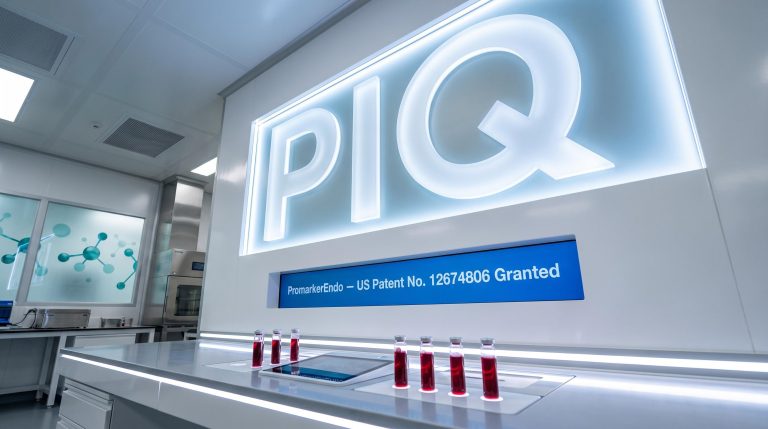 Lab with glowing PIQ sign