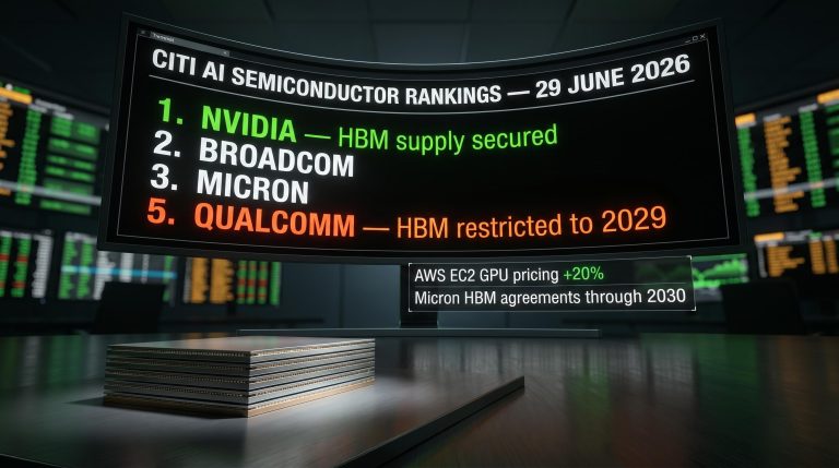 Citi AI semiconductor rankings screen with Nvidia ranked