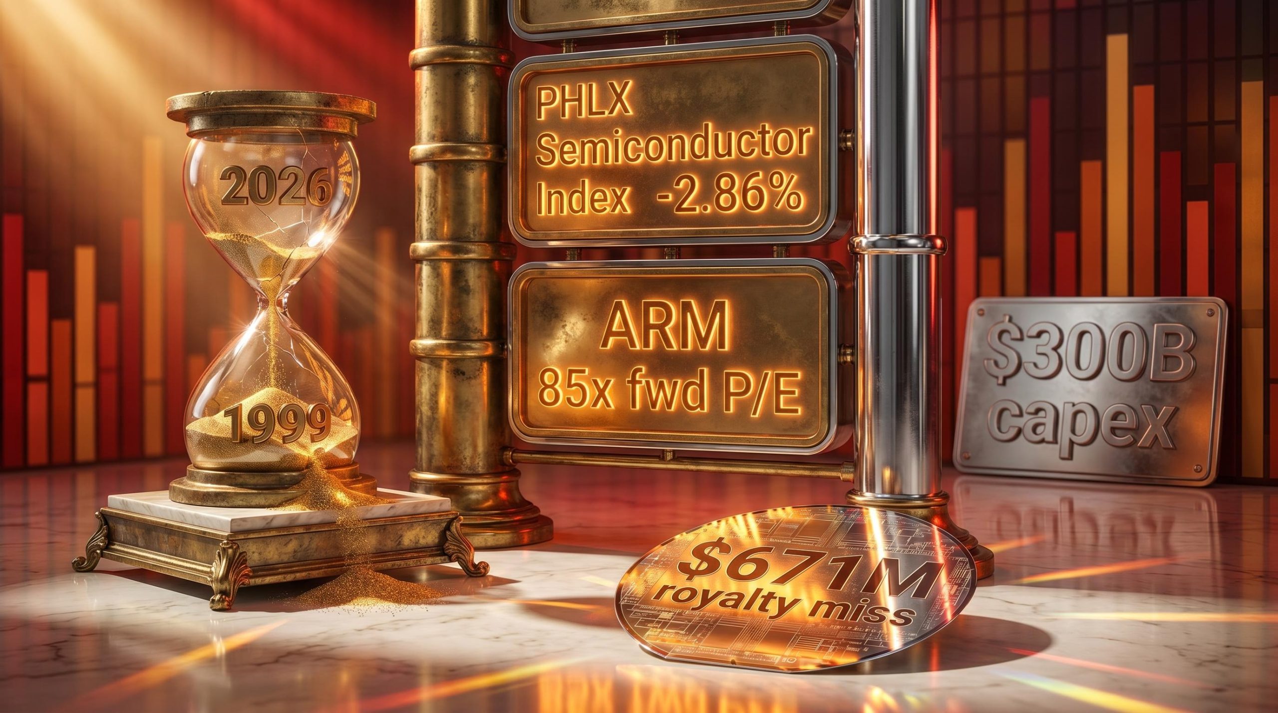 Arm Holdings royalty miss and PHLX Semiconductor Index drop signal AI stock bubble warning in 2026