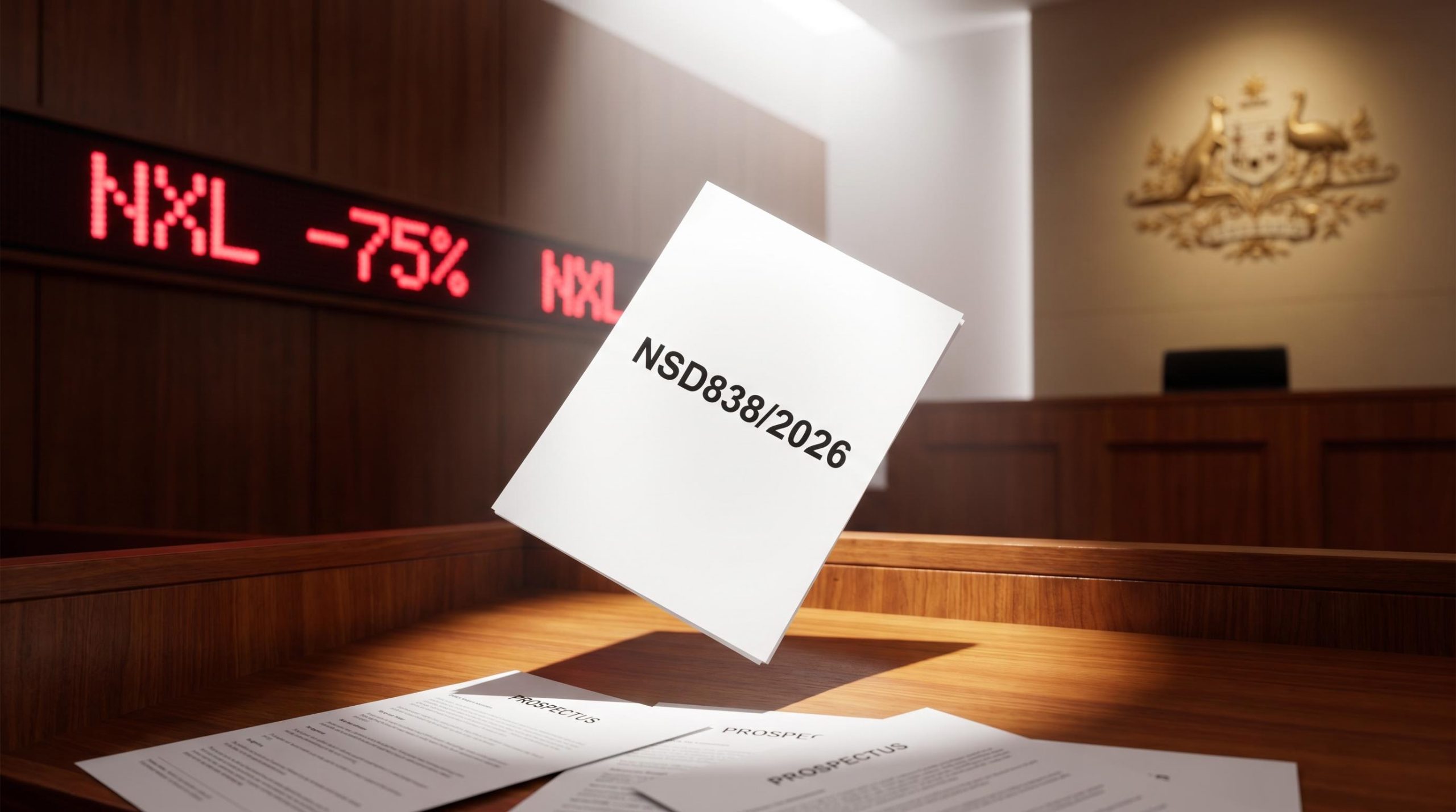ASIC's NSD838/2026 appeal filing against Nuix with NXL ticker showing -75% since IPO