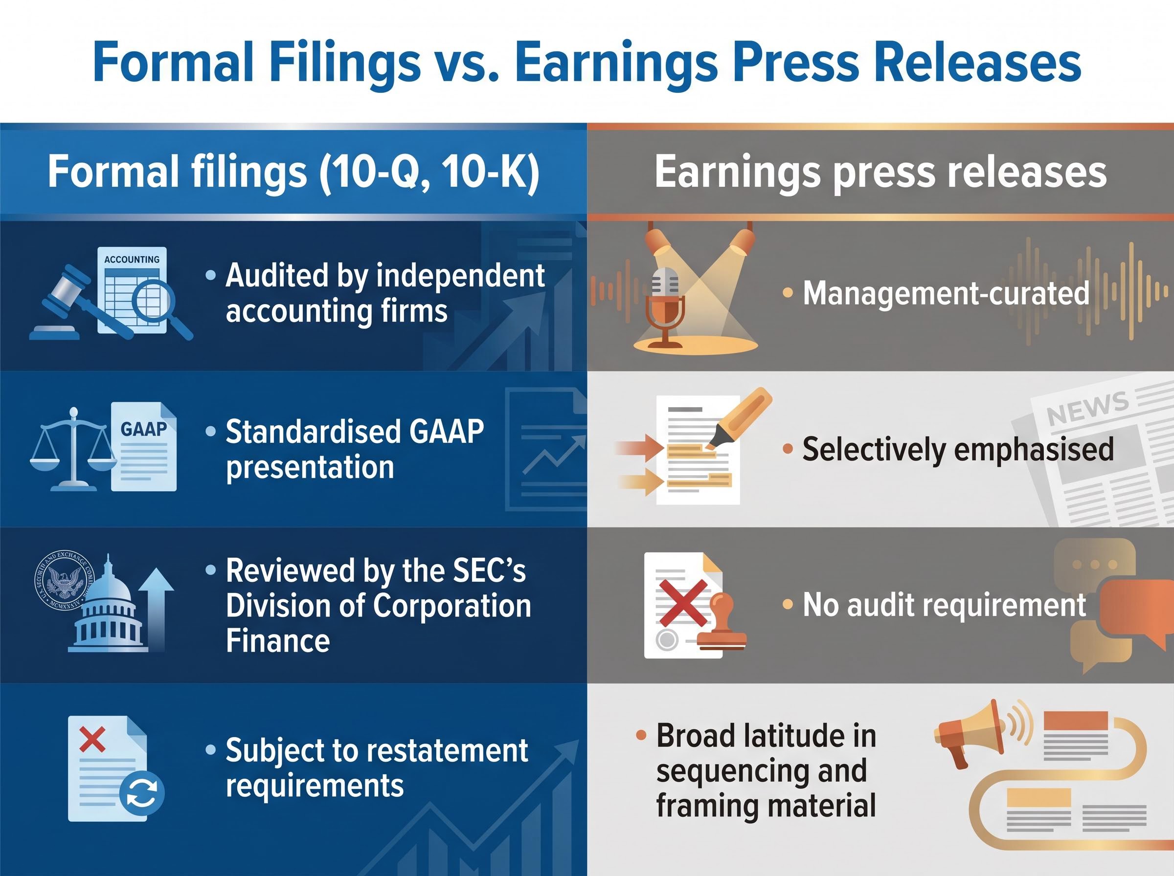 Formal Filings vs. Press Releases