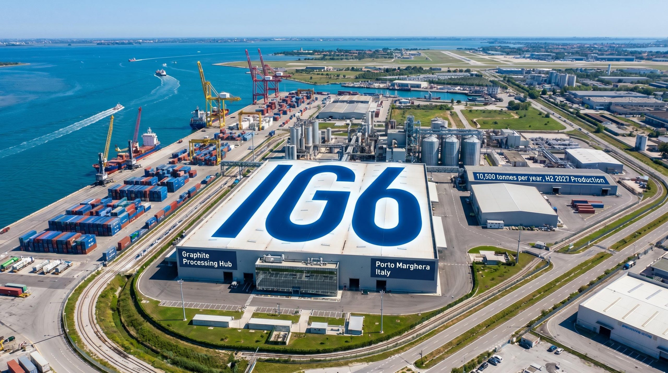 Aerial view of port facility