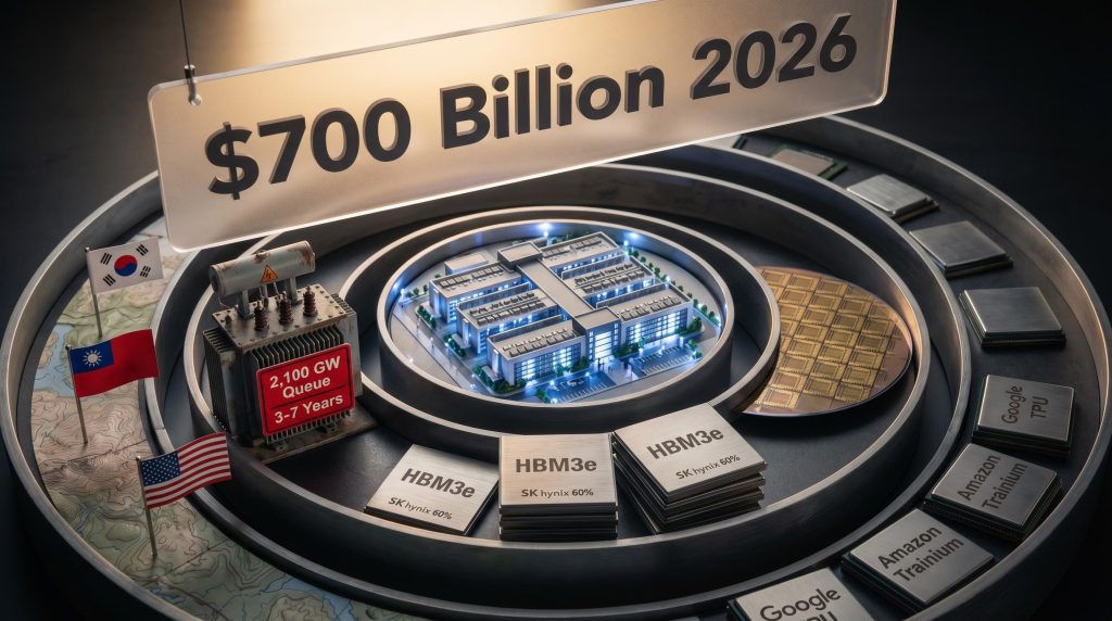Physical AI infrastructure bottlenecks: HBM3e memory, TSMC packaging, power grid, and $700B hyperscaler spending
