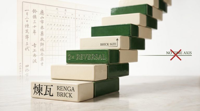 Ceramic brick staircase rising at 45 degrees illustrating how Renko charts filter time and plot pure price movement
