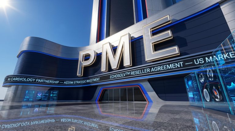 Modern building with PME sign
