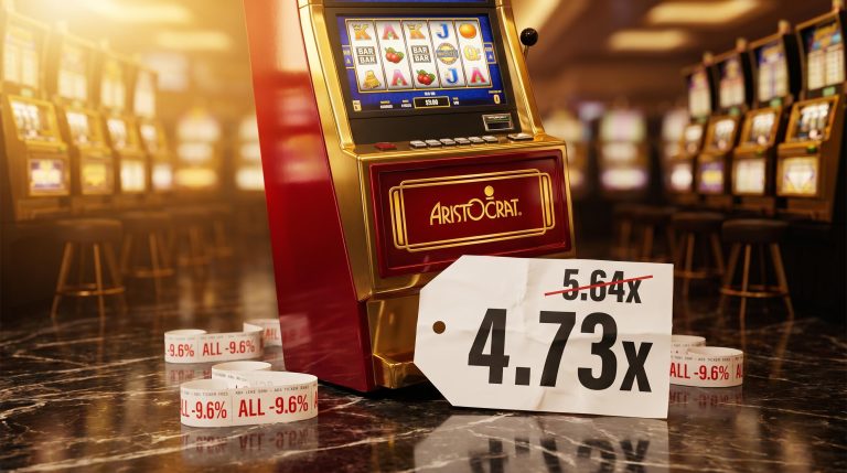 Aristocrat gaming machine with 4.73x P/S price tag marked down from 5.64x, ALL share price -9.6% strip