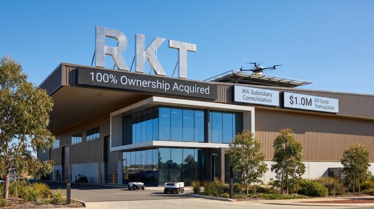 Corporate building with signs