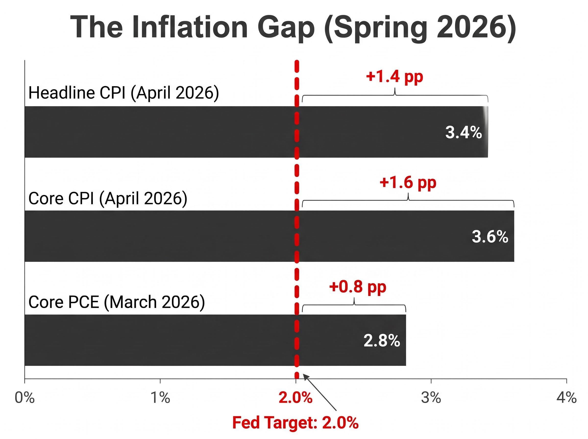 The Inflation Gap: Current Metrics vs. Fed Target