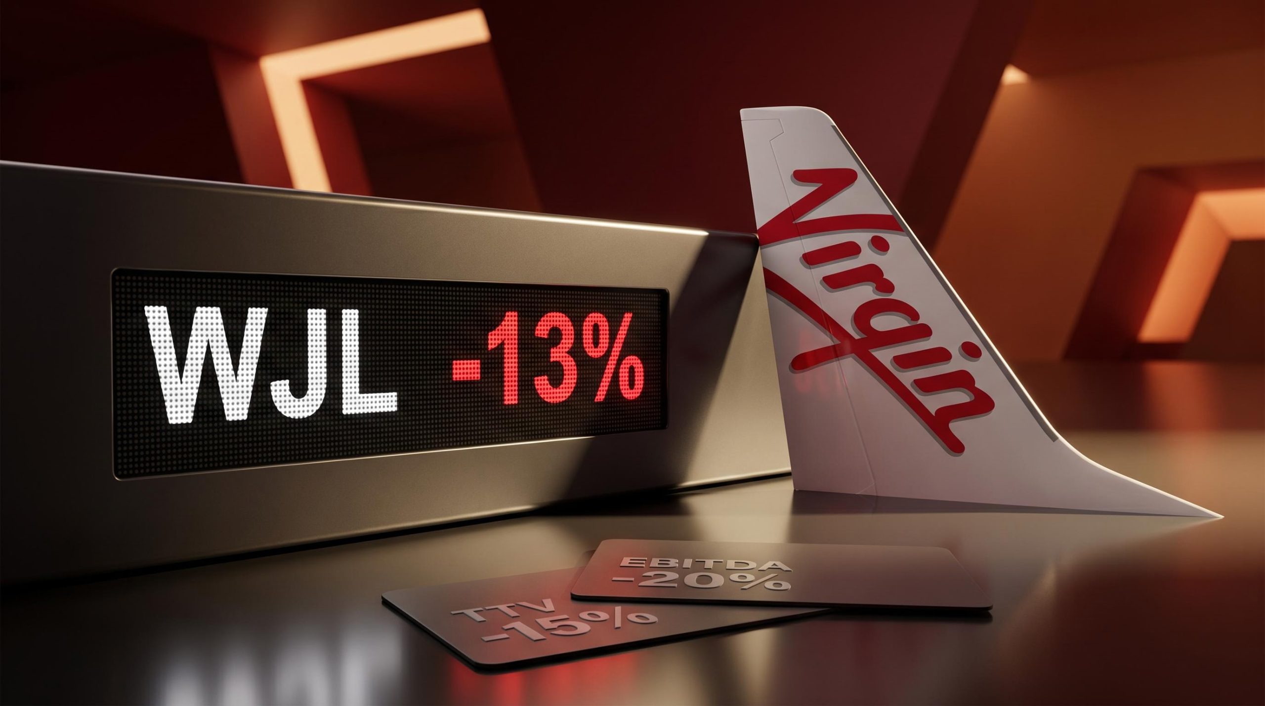 WJL ticker display showing sharp decline as Virgin Australia commission cut hammers Webjet share price