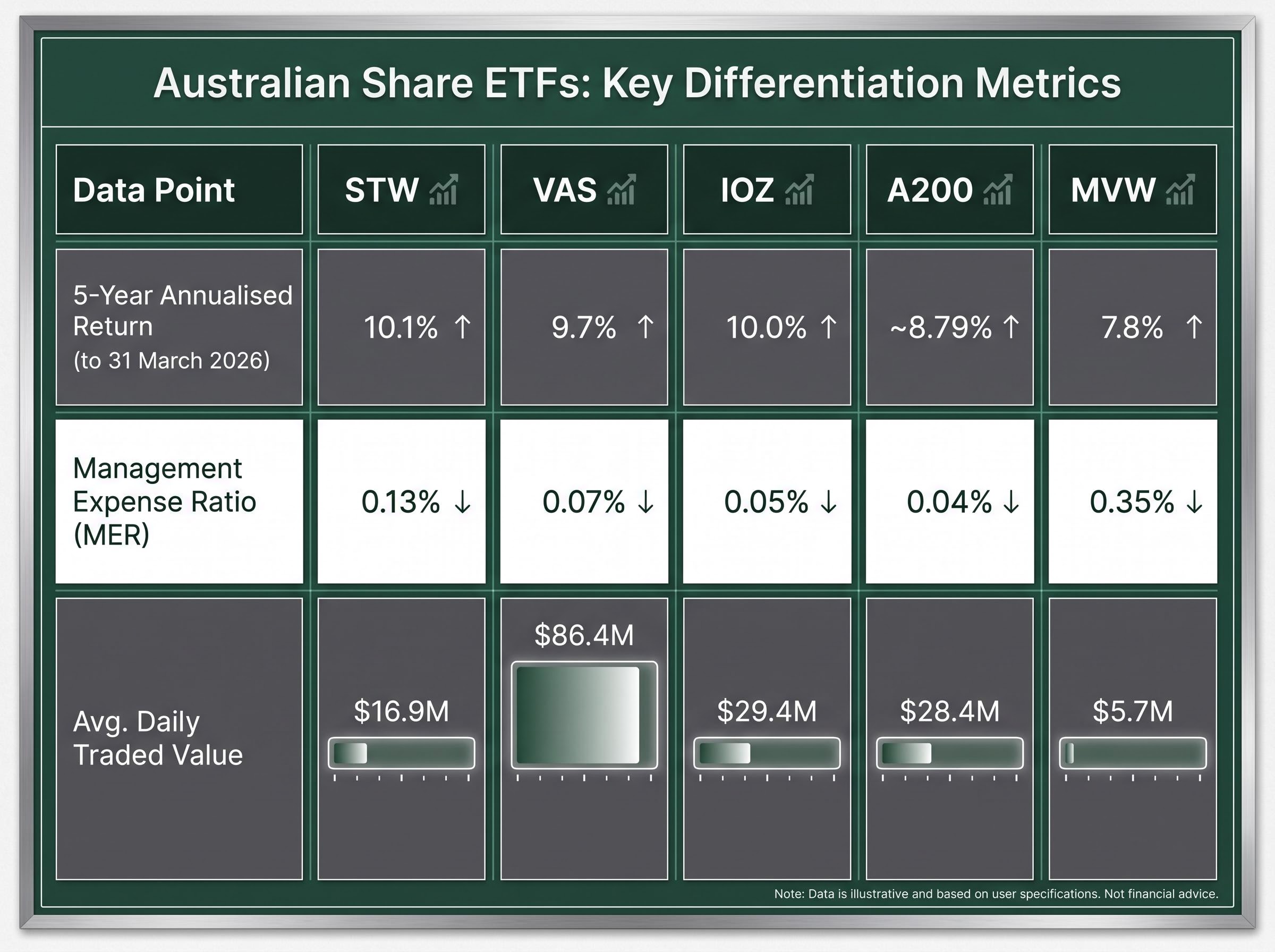 Key ETF Metrics Matrix: Returns, Fees, and Liquidity