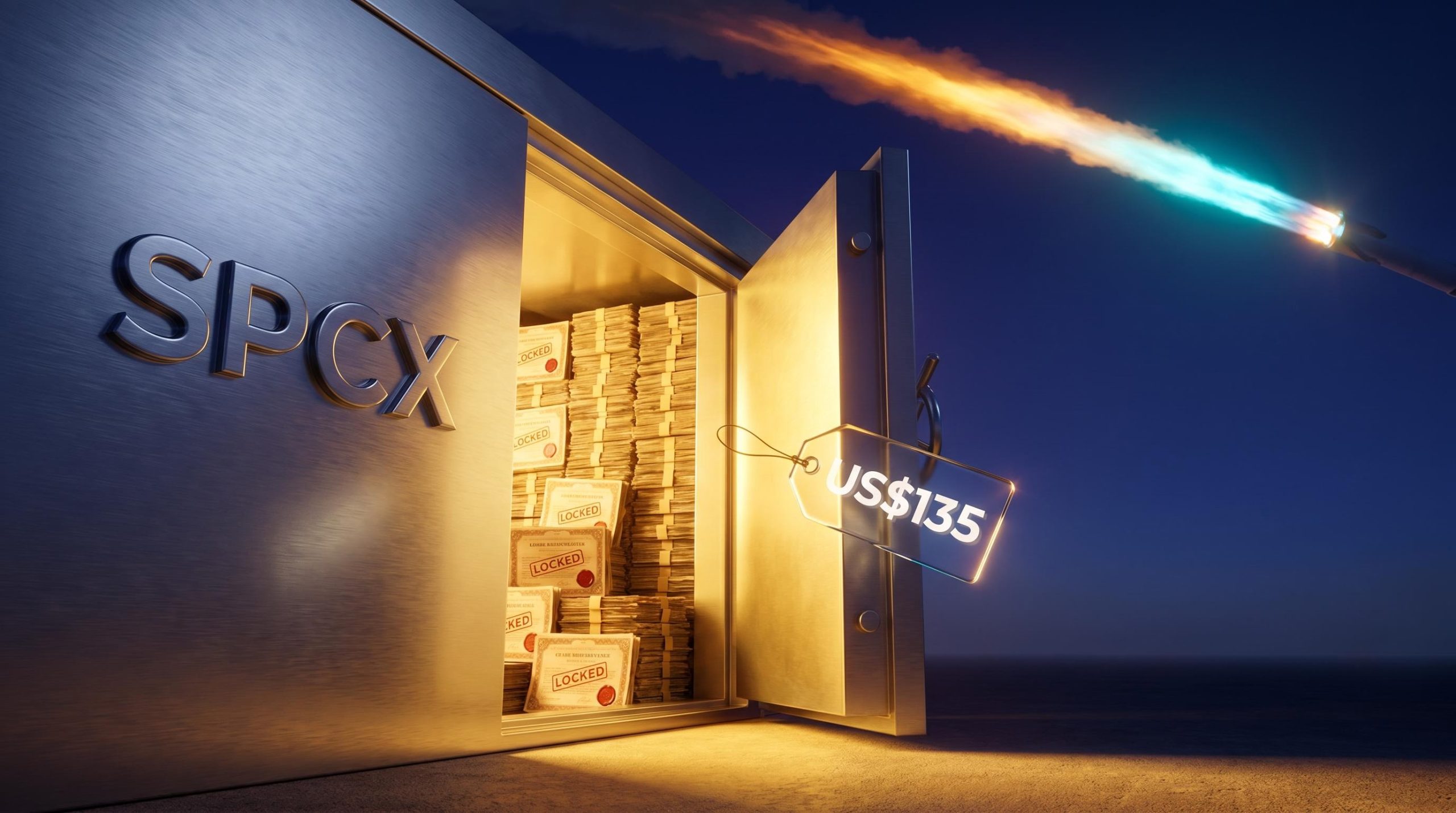 SpaceX IPO vault with 7% free float gap, locked shares, and US$135 price tag out of reach for open-market buyers