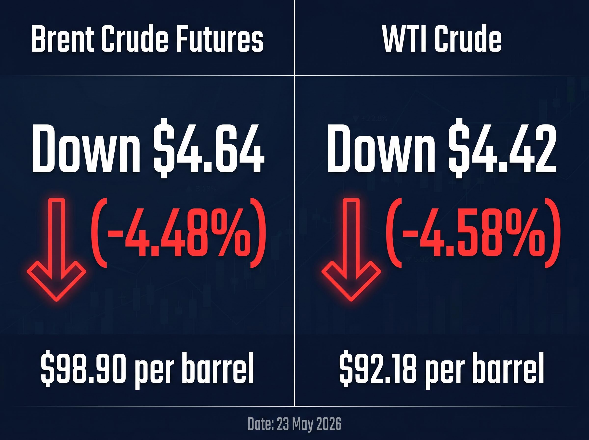 Crude Oil Benchmark Selloff: 23 May 2026
