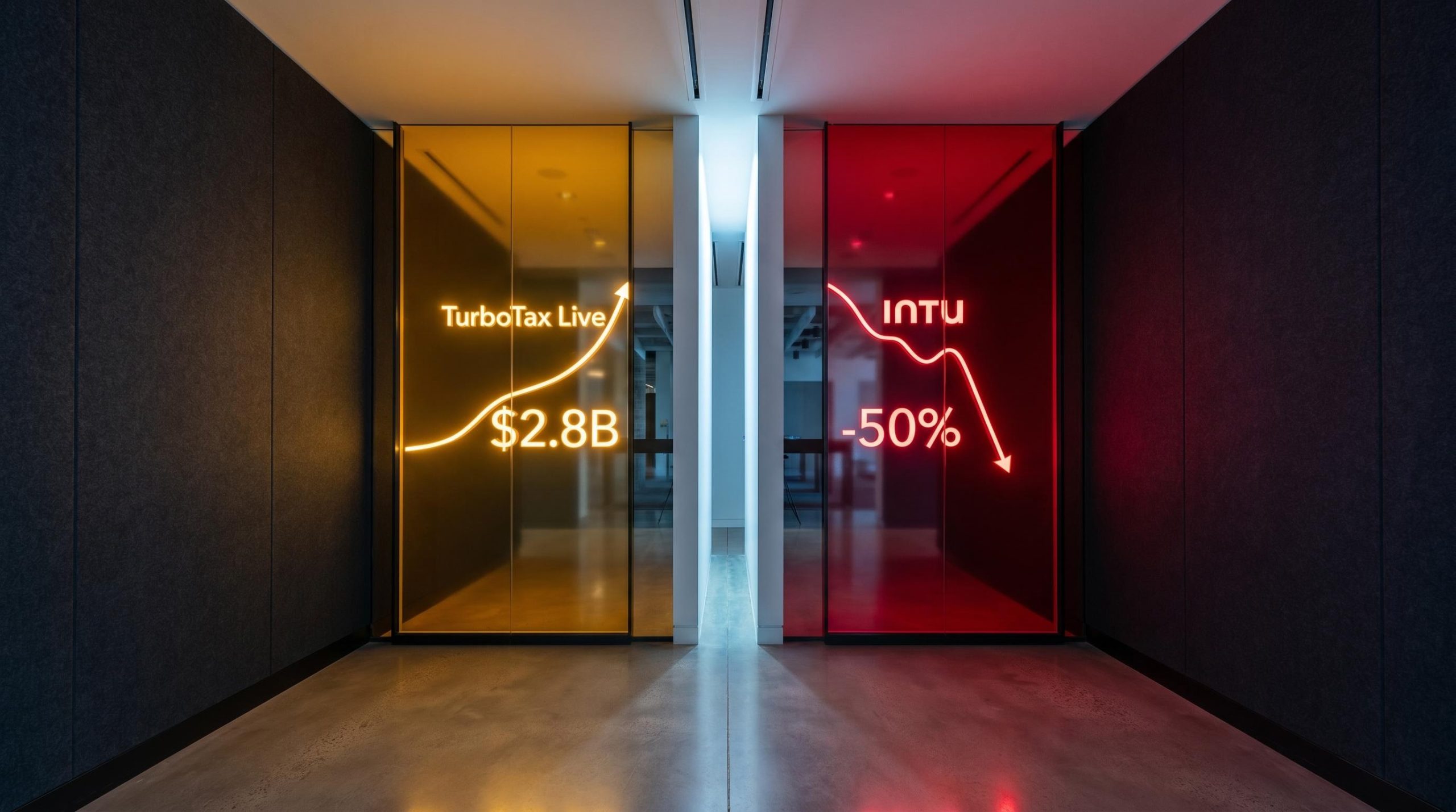 Intuit stock analysis: TurboTax Live $2.8B revenue surge contrasted against INTU's 50% share price decline