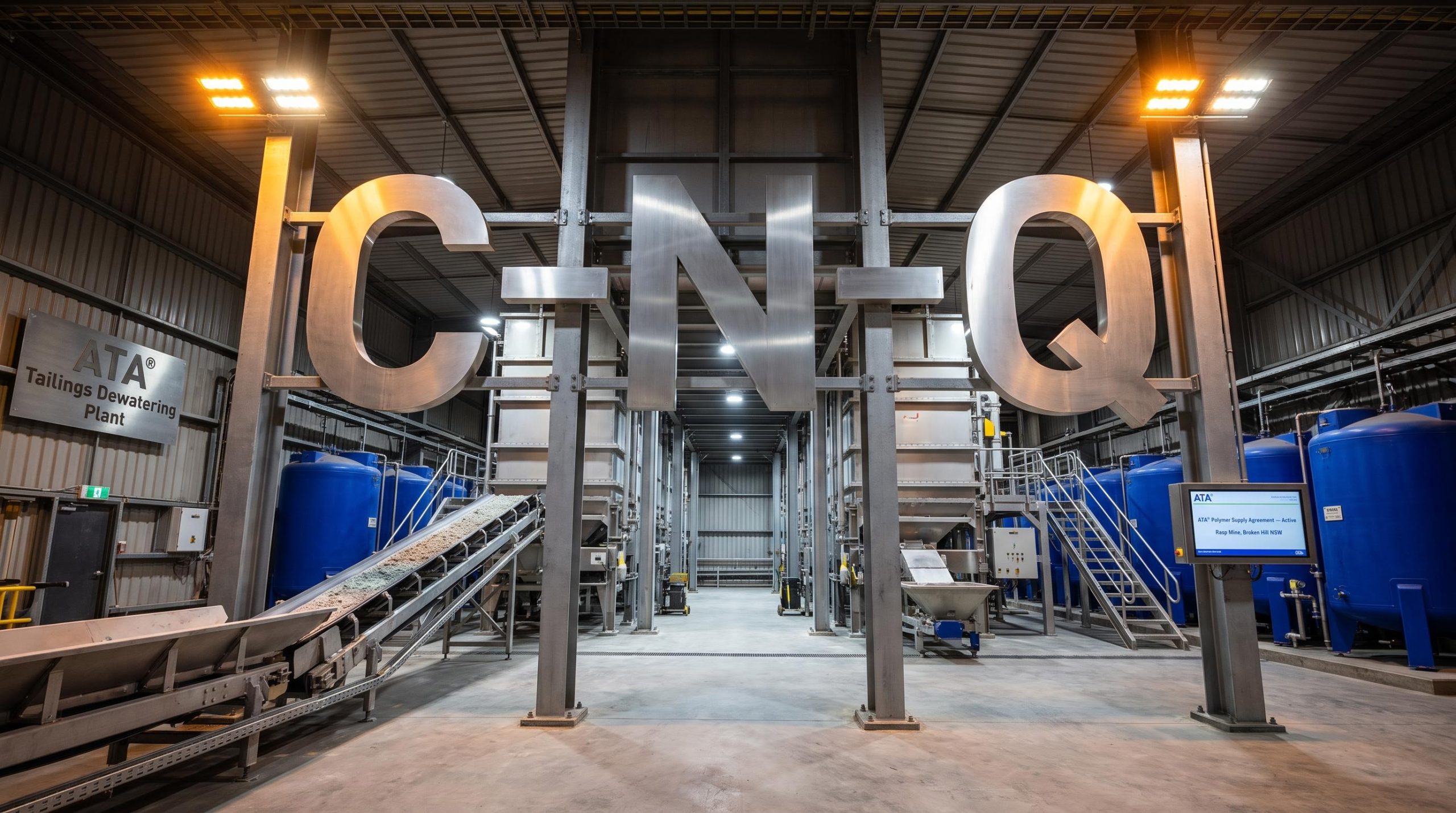 Metal letters inside factory