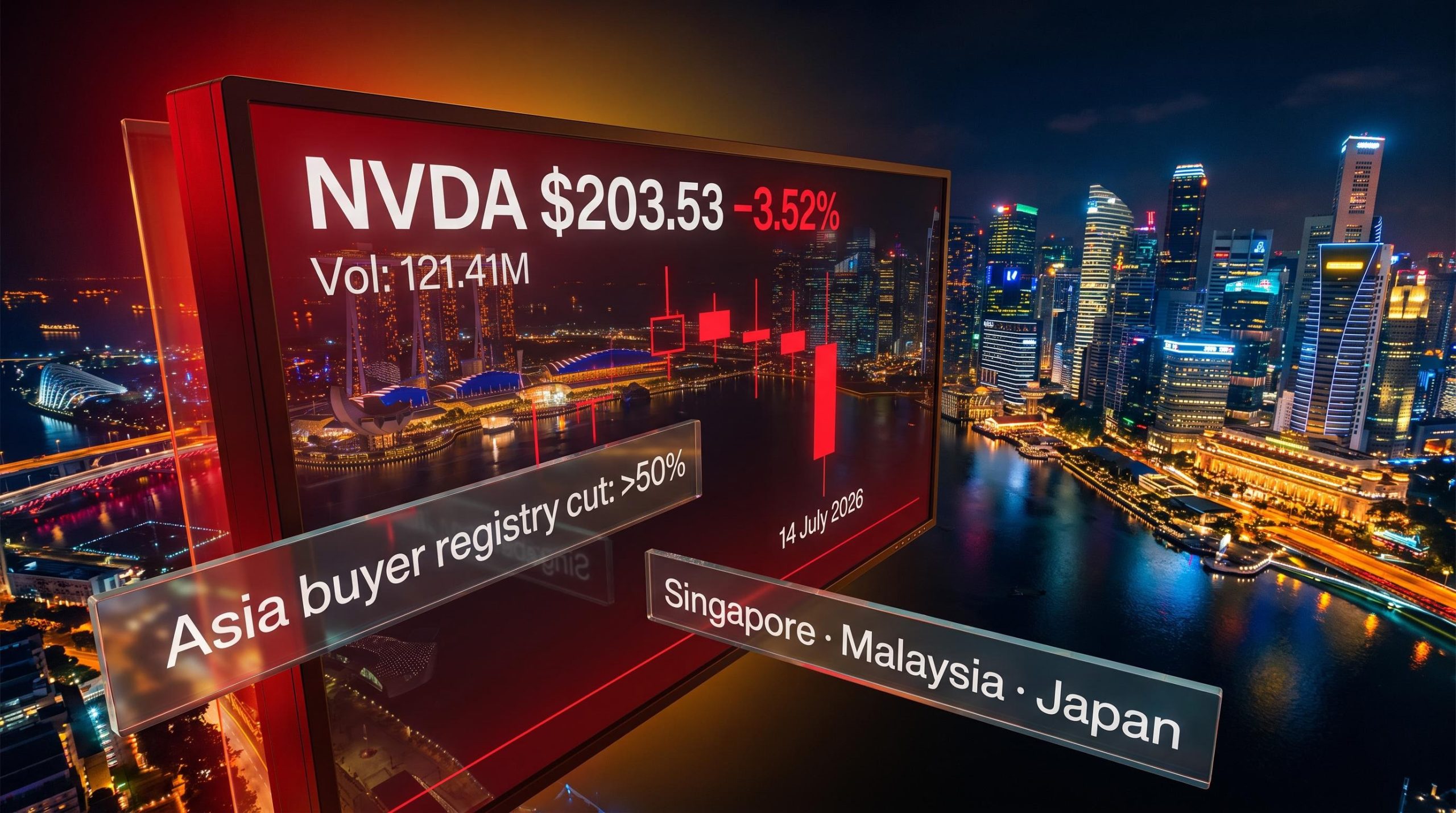 NVDA shares fall 3.52% to $203.53 as Nvidia cuts Asia AI chip buyer registry by half across Singapore, Malaysia, Japan