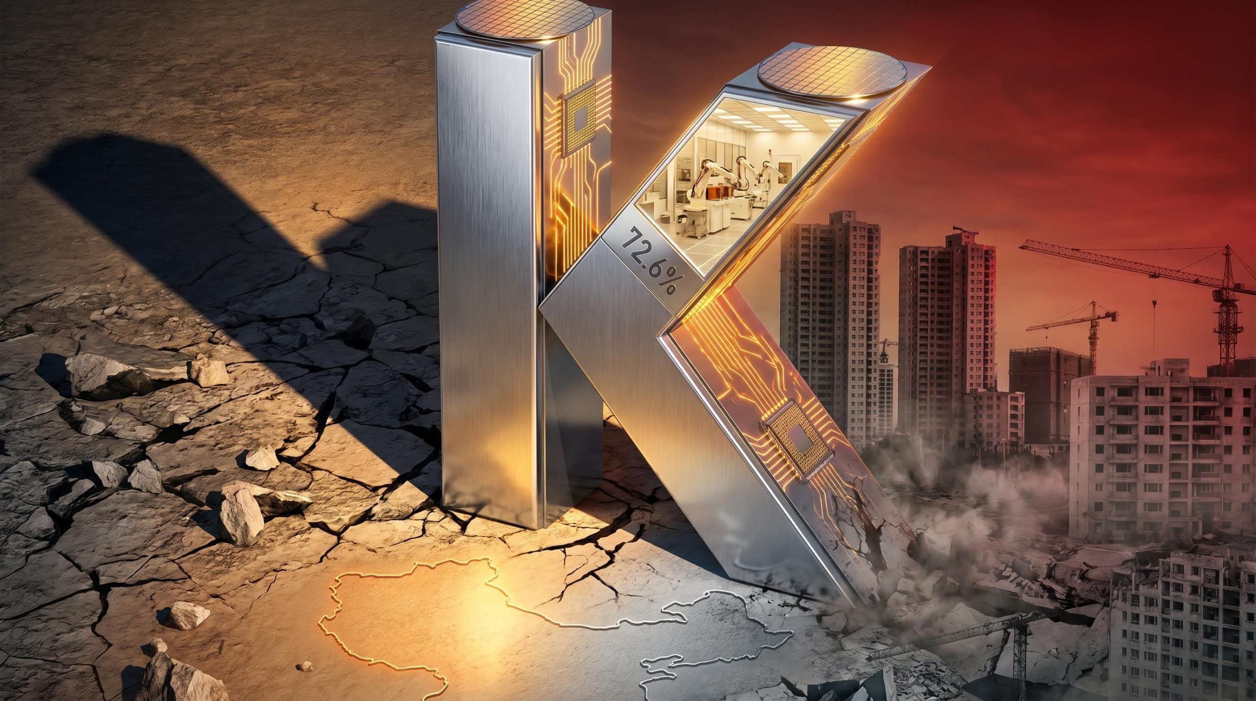 Chrome K-structure splits China economy outlook — semiconductor surge versus collapsing property investment in 2026