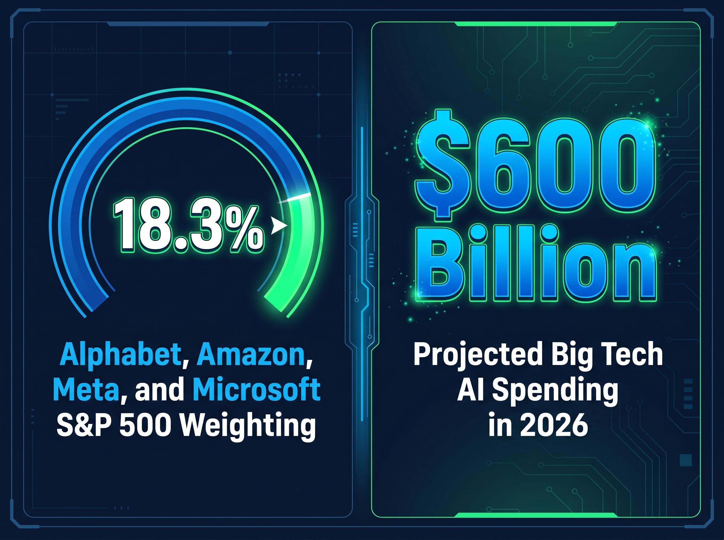 Big Tech Market Weight & AI Spending Scale
