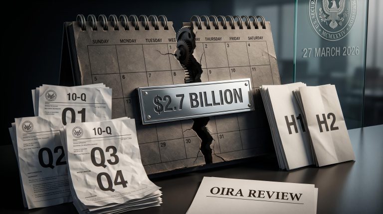 SEC proposal splitting quarterly reporting into semiannual option with $2.7 billion compliance savings displayed