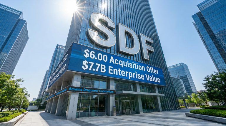 Skyscraper with business sign