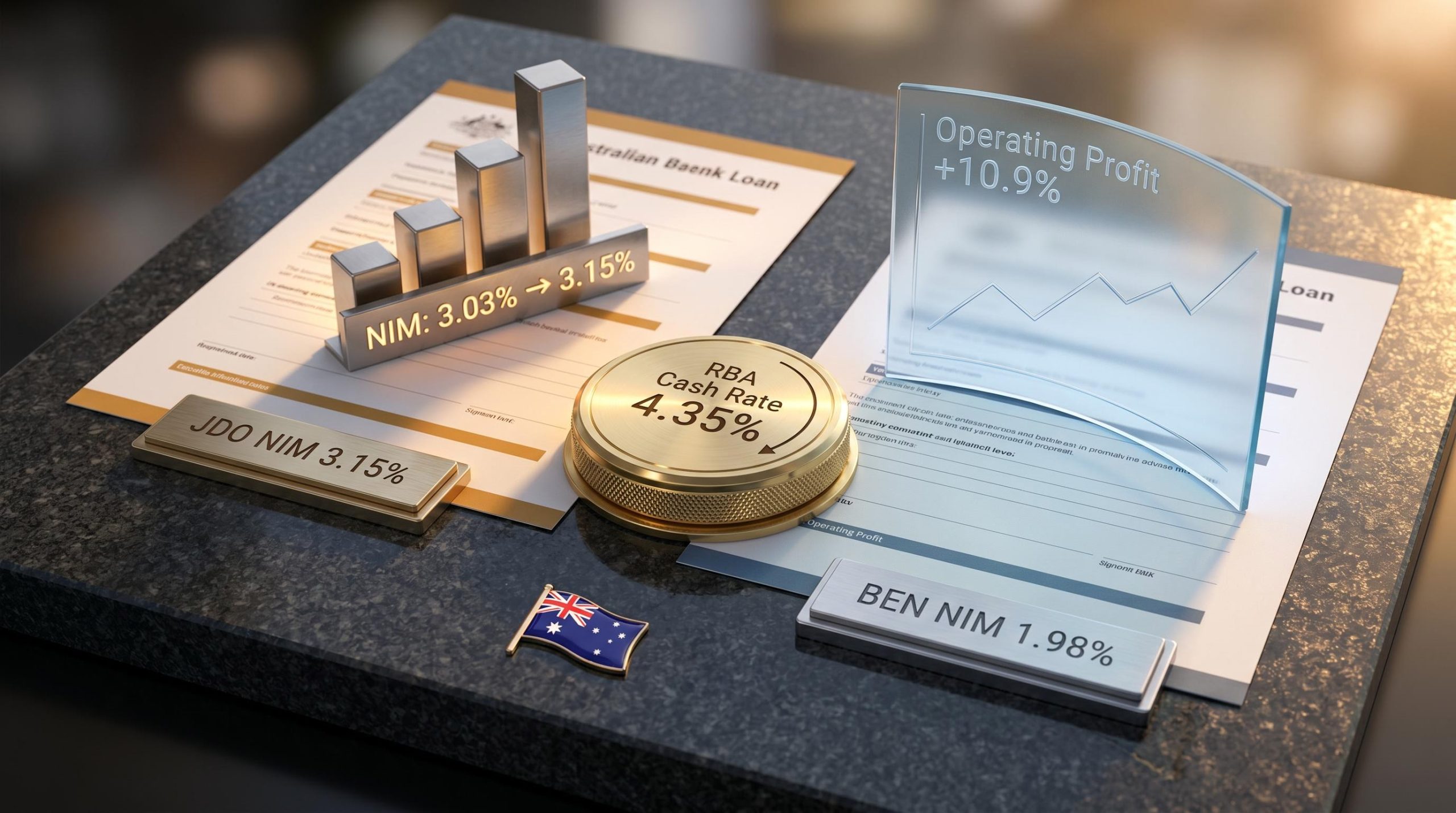 Judo Capital JDO NIM 3.15% vs Bendigo Bank BEN NIM 1.98% compared amid RBA 4.35% rate cycle
