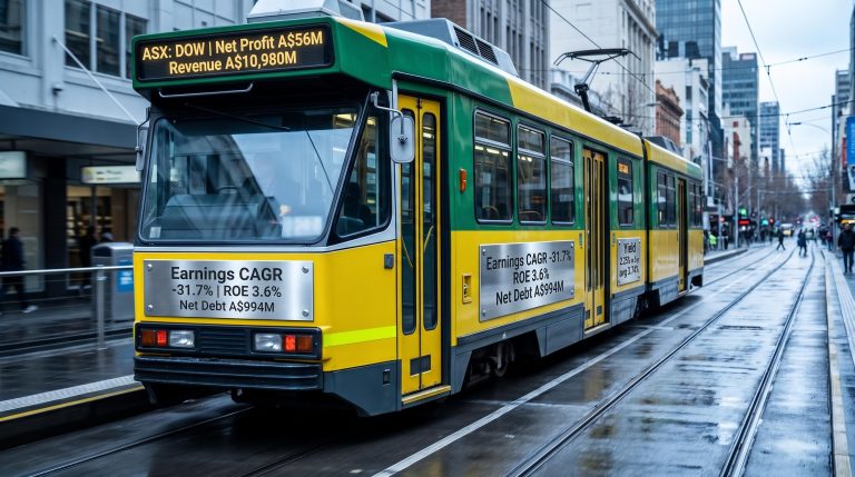 Melbourne Yarra Tram bearing Downer EDI financial metrics illustrates the gap between A$10,980M revenue and A$56M net profit