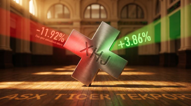 ASX healthcare sector XHJ steel cross split with -11.92% red and 3.86% green light on trading floor