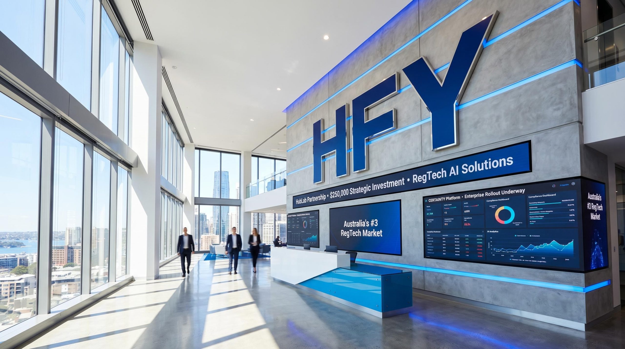 modern office with screens