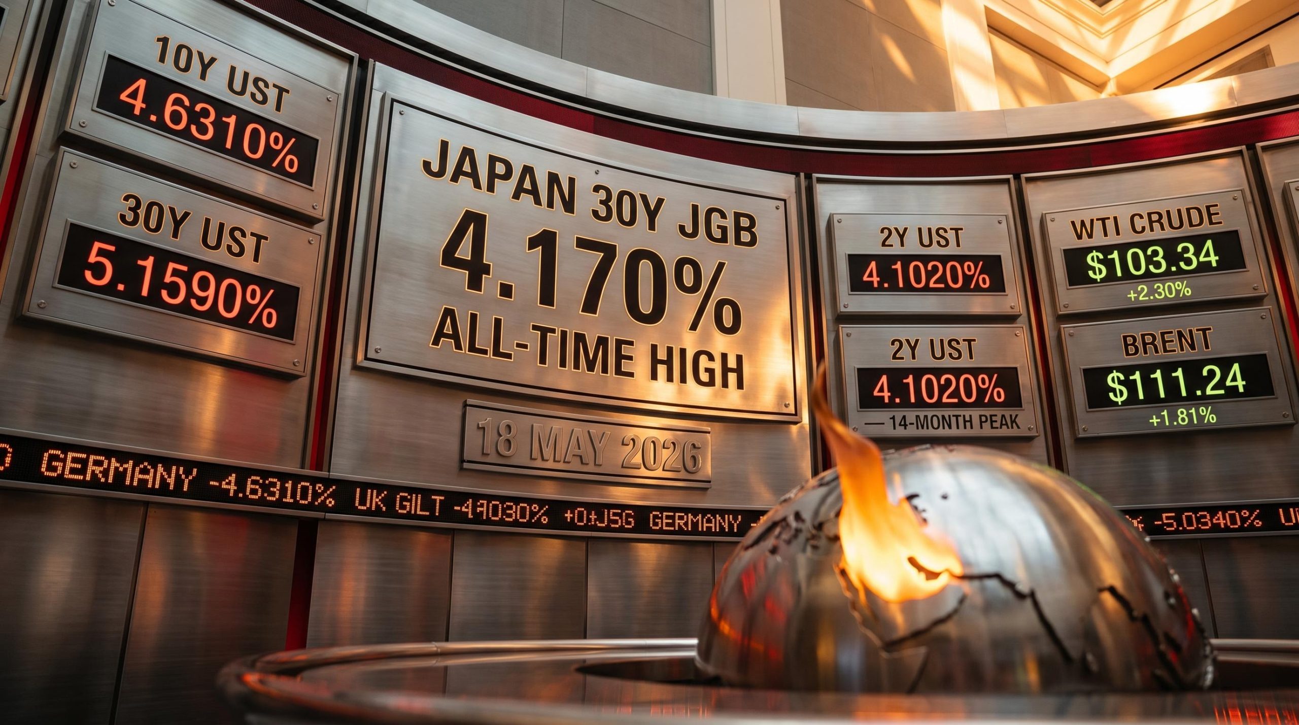 Japan 30-year JGB hits all-time high 4.170% amid global bond market selloff as WTI crude crosses $103