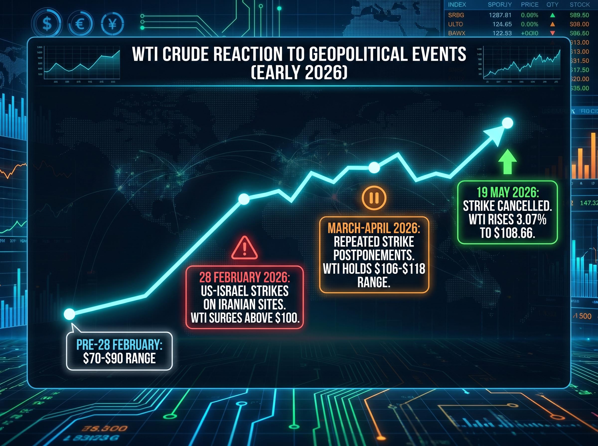 Timeline of WTI Price Action and Geopolitical Escalation