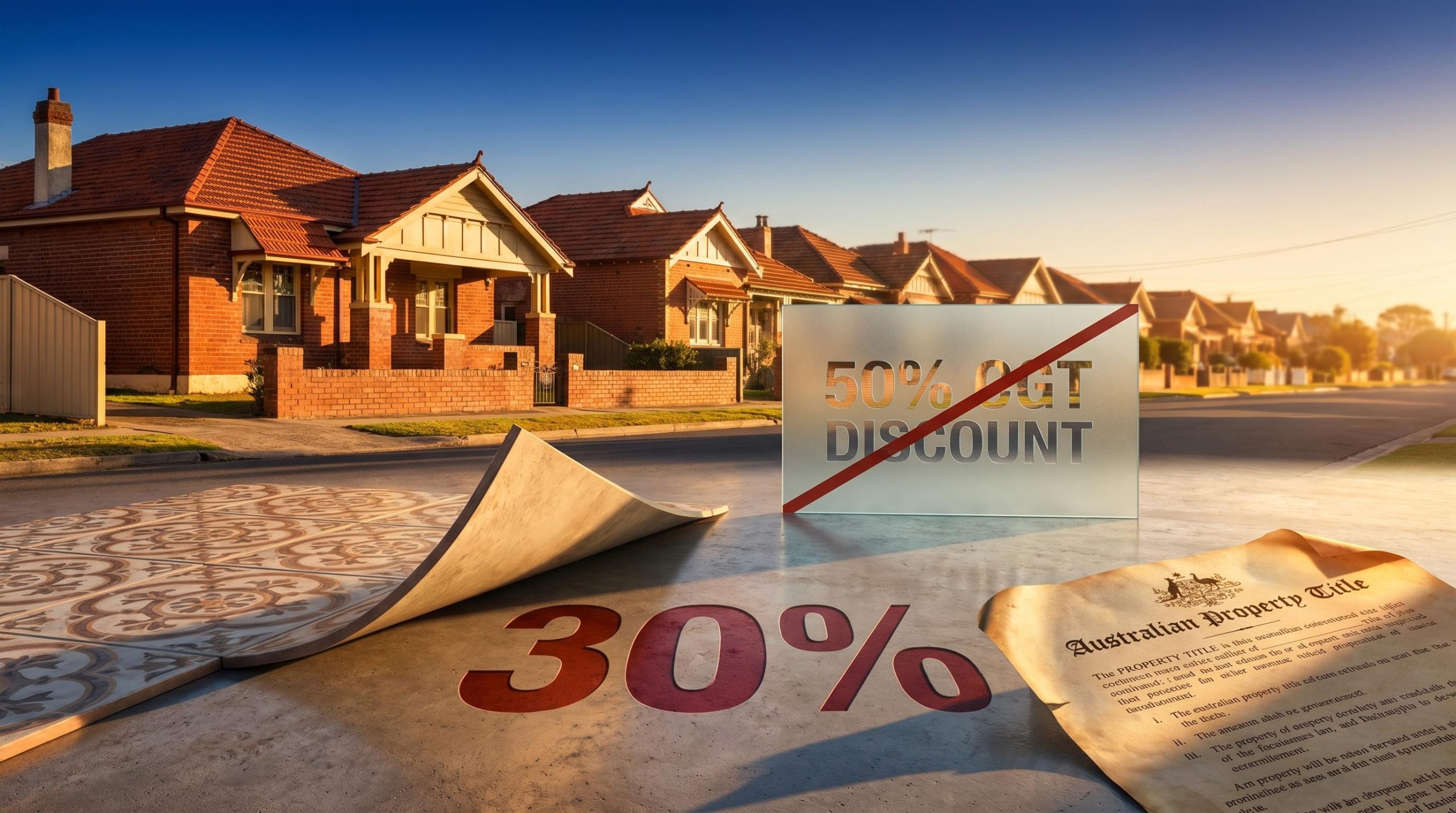 Australian homes with 30% CGT floor tile revealed, striking out the 50% capital gains tax discount