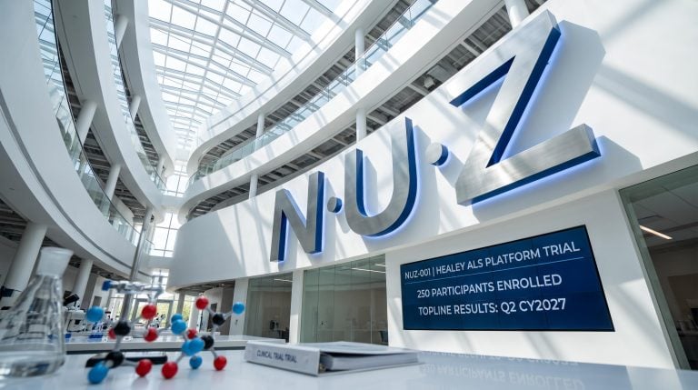 futuristic lab with NUZ sign
