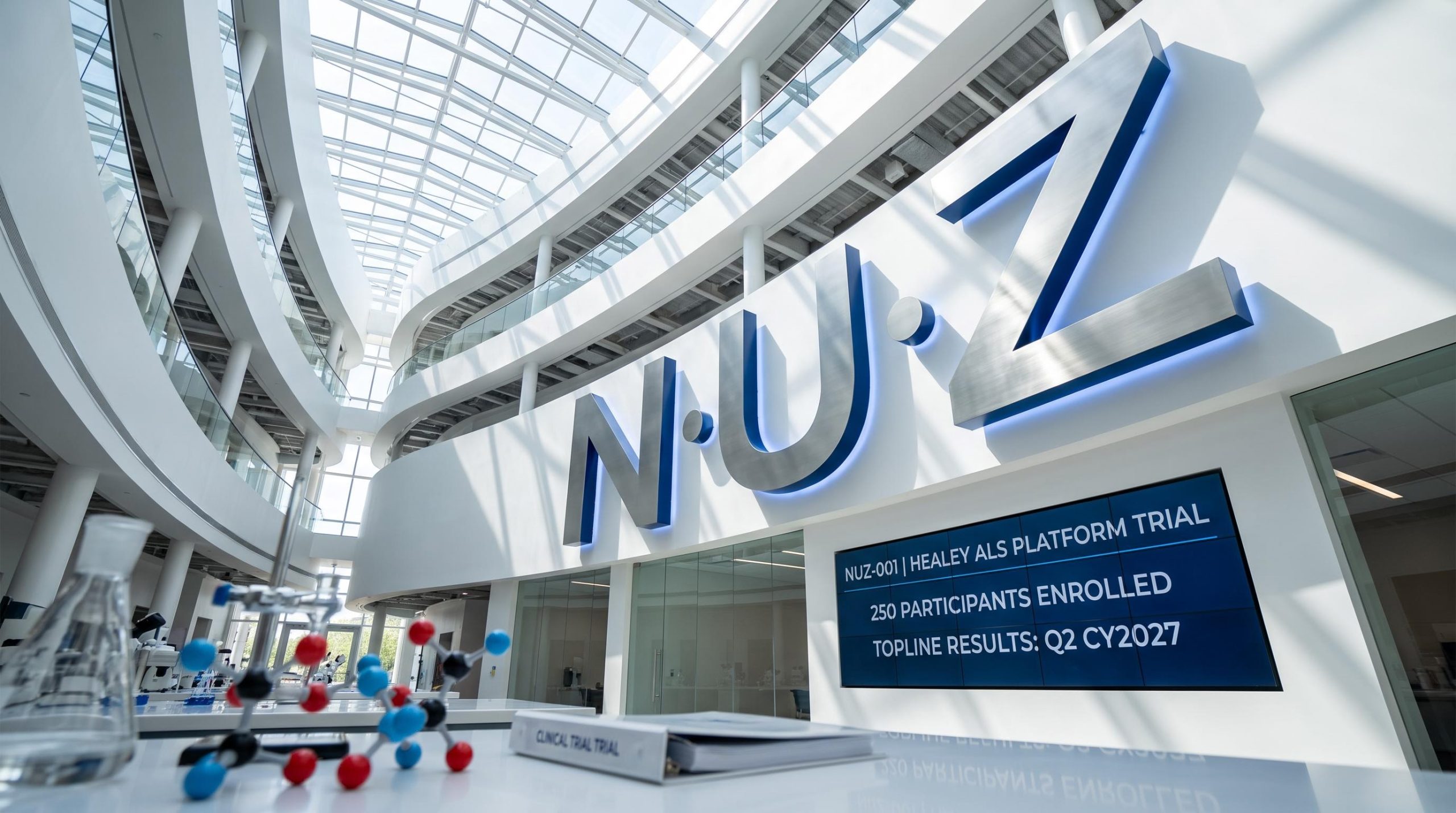 futuristic lab with NUZ sign