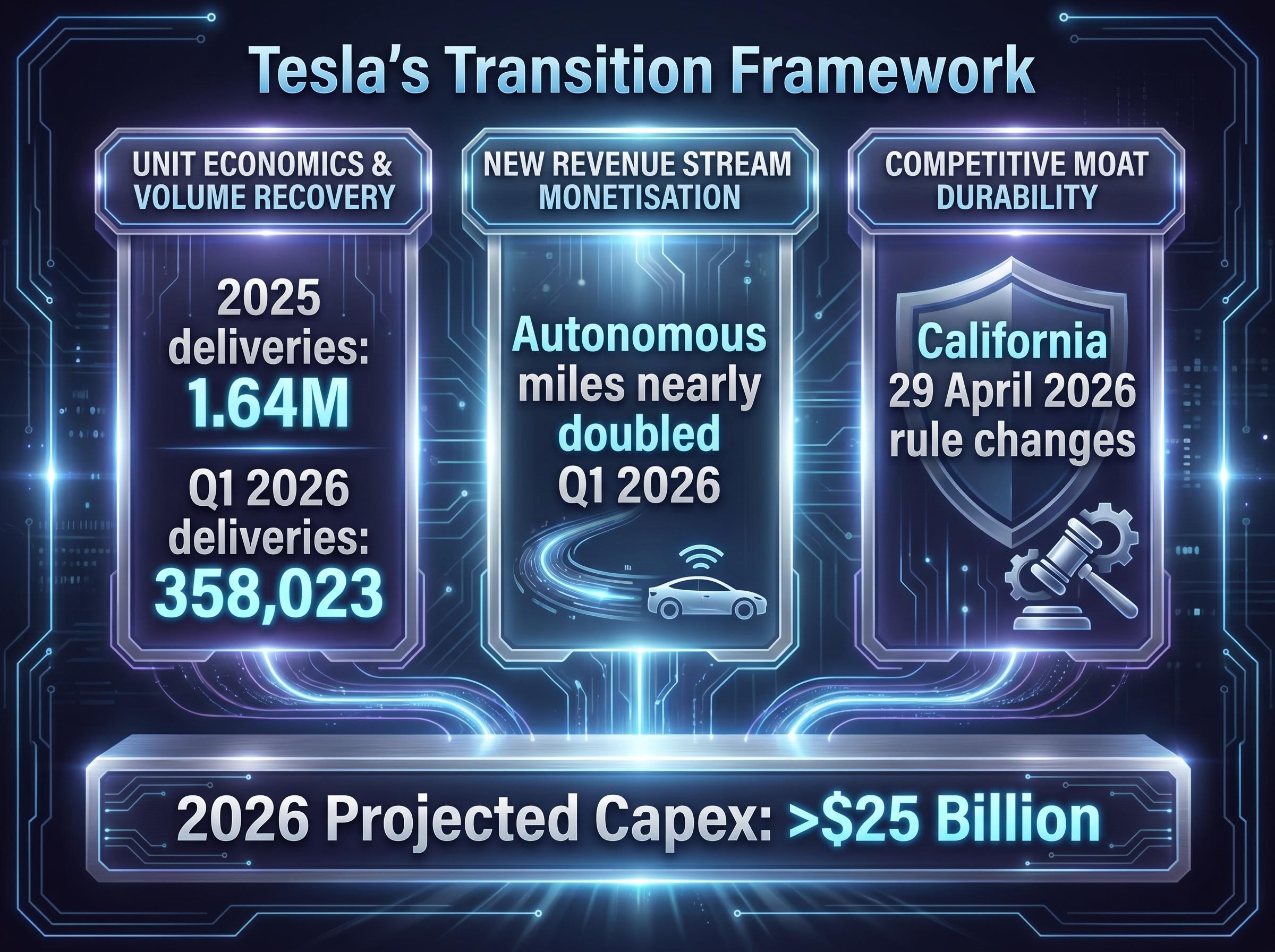 Tesla's Three-Pillar Transition Framework