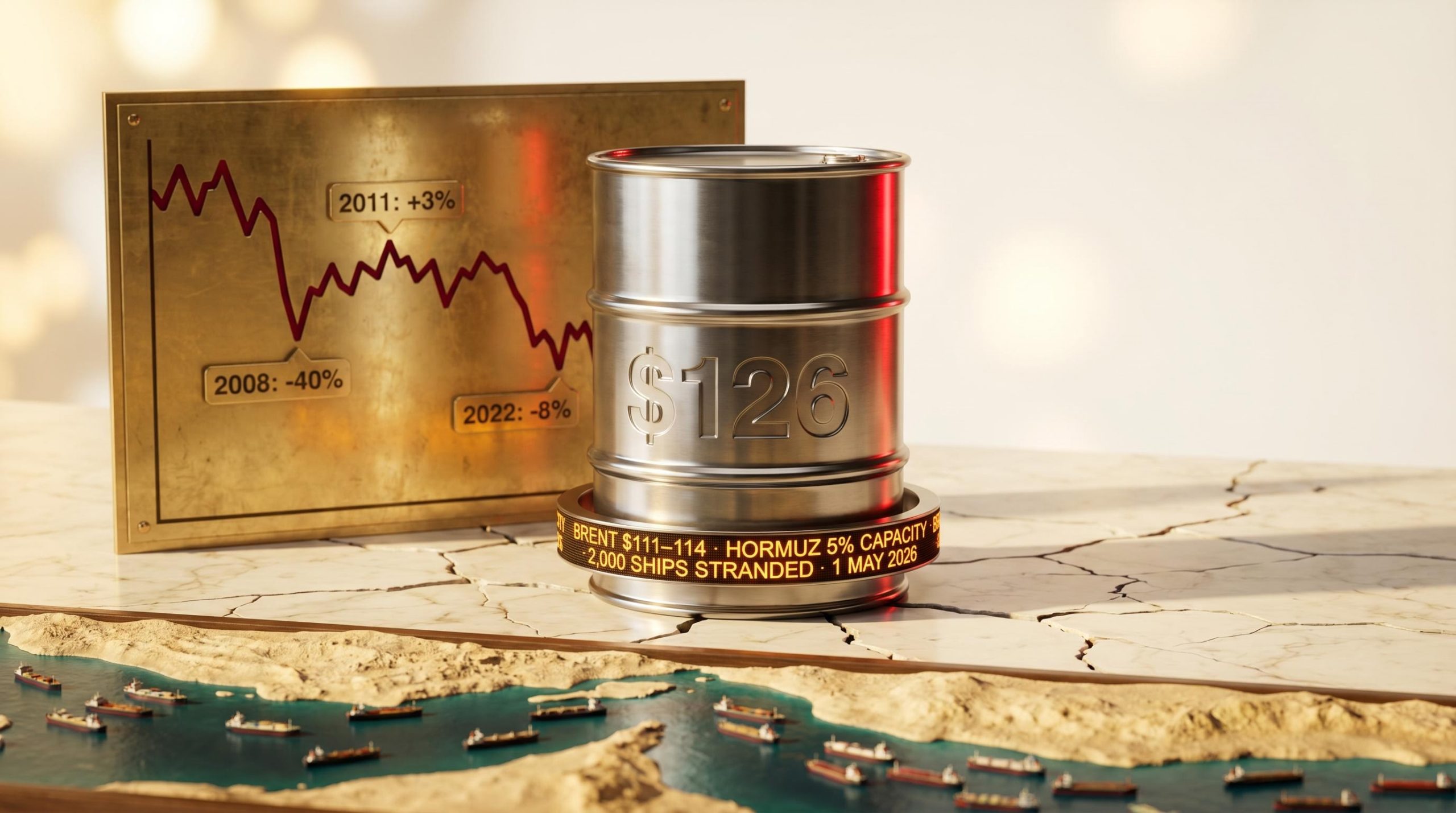 Steel oil barrel engraved $126 with Hormuz diorama and S