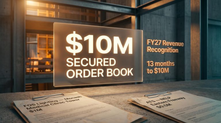 FOS Capital $10M secured order book across FOS Lighting and ATS subsidiaries, FY27 revenue recognition analysis
